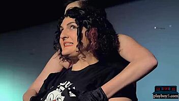 Blonde femdom in a reality comedy show improvising fetishes