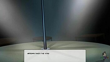 Comic-themed strip club adventure with intense orgasmic fingering and toys