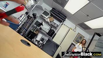 Sexy petite teen gives handjob to huge black cock 😍