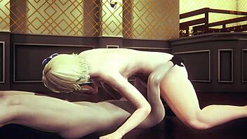 Genshin Impact Hentai - Lumine Handjob and 69 in Asian Anime Action