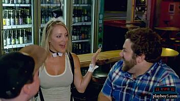 Blonde femdom in a reality comedy show improvising fetishes