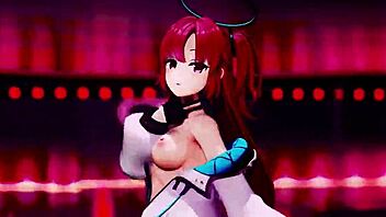 Hayase Yuuka's seductive 3D dance performance in Blue archive's QueenCard Hentai