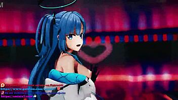 Hayase Yuuka's seductive 3D dance performance in Blue archive's QueenCard Hentai
