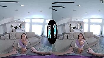 wetvr massive cock plunges deep into tight skinny brunette