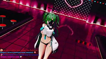 Hayase Yuuka's seductive 3D dance performance in Blue archive's QueenCard Hentai