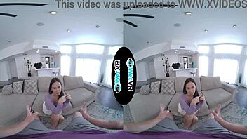 wetvr massive cock plunges deep into tight skinny brunette