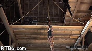 Lovely babe feels intense torment after cage