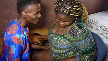 African waiter in Togo hotel sucks pussy all day.