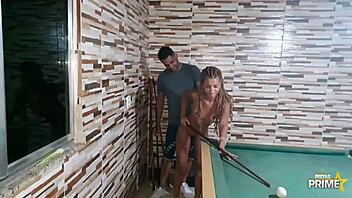 Jogando Sinuca E Sentando No Taco, Latina Brunette Natural Tits Deepthroat Interracial Monster Cock