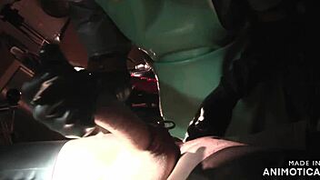 Rubbernurse Agnes in Grey Dress Gives Sensual Blowjob and Pegging