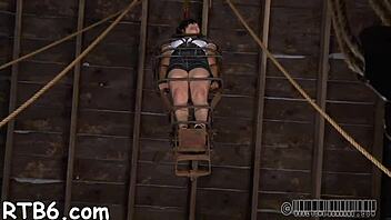 Lovely babe feels intense torment after cage