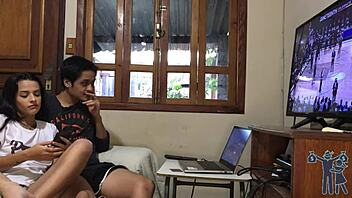 She begged me to fuck during the game, so I pounded her hard in doggystyle