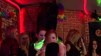 Wild pole party with facial cumshots