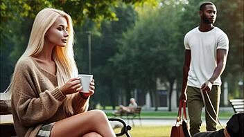 cheating woman hooks up with black guy at park for bbc