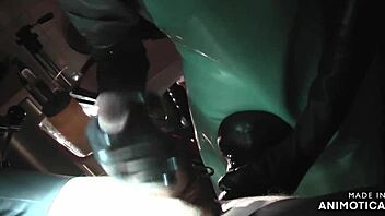 Rubbernurse Agnes in Grey Dress Gives Sensual Blowjob and Pegging