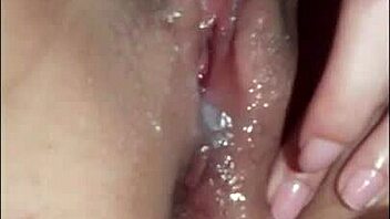hot teen rubs her holes, blowjob leads to hard cum