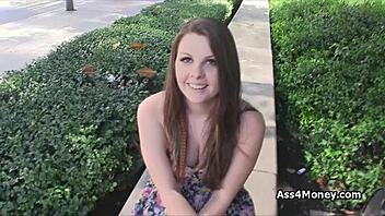 this cute teen gave a quick blowjob on the stairs in public