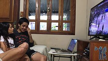 She begged me to fuck during the game, so I pounded her hard in doggystyle