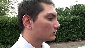 Two bisexual guys anal fuck cute brunette with small tits