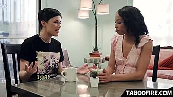 Straight ebony girl gets seduced by lesbian friend for first time muff diving 😘