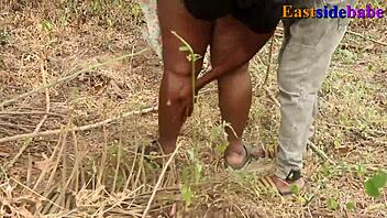 Outdoor Bush Action with Ebony BBW Bent Over by BBC