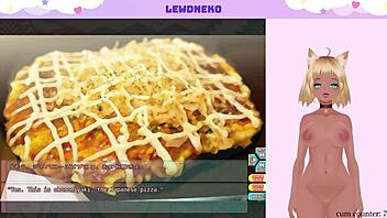 While playing Go Go Nippon, Vtuber LewdNeko masturbates with big tits exposed.