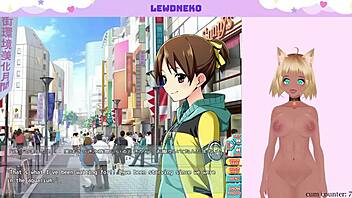 While playing Go Go Nippon, Vtuber LewdNeko masturbates with big tits exposed.