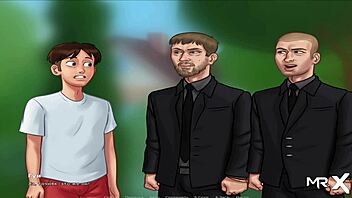 Jerking off in SummertimeSaga while watching TV.