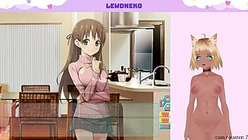 While playing Go Go Nippon, Vtuber LewdNeko masturbates with big tits exposed.