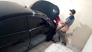 Young woman gets her car serviced and punished by mechanic