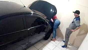 Young woman gets her car serviced and punished by mechanic