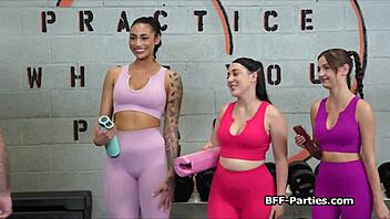 Girlfriends Working Hard For Gym Membership