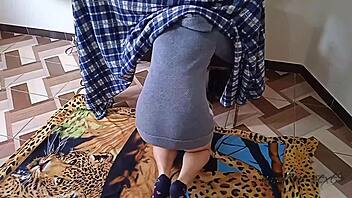 she's stuck so i fuck her deep from behind before we're caught!