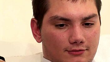 Two bisexual guys anal fuck cute brunette with small tits