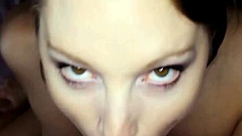 In pov, breasty teen's wet pussy gets coarse penetration after blowjob.