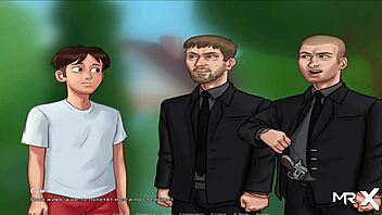 Jerking off in SummertimeSaga while watching TV.