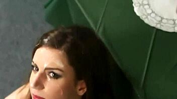 nasty doll gets cumshot on her face sucking all the charge