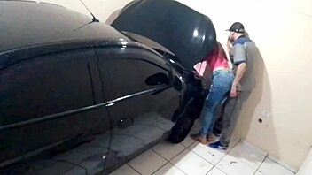 Young woman gets her car serviced and punished by mechanic