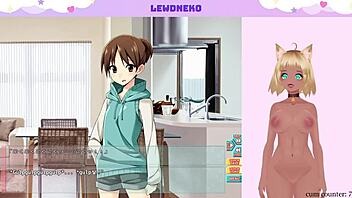 While playing Go Go Nippon, Vtuber LewdNeko masturbates with big tits exposed.