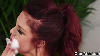 Naughty Centerfold GETS FACIAL While SUCKING