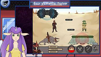 Small tits and big boobs: Avatar the Last Airbender's four elements trainer in action