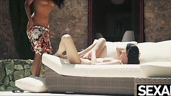 lesbian beauties have hot sweaty sex with dripping wet orgasms 😍