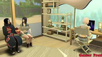 ナルトヘンタイ Itachi が Hinata を誘惑 アナルでハードに突き精液で満たす