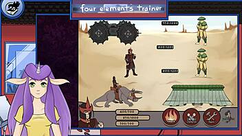 Small tits and big boobs: Avatar the Last Airbender's four elements trainer in action