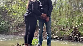 Voluptuous curvy stranger gives me a handjob by the lake