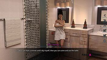 Alex's voyeuristic pleasure as he watches his landlordess shower and masturbate in the new PC game