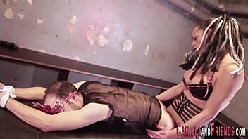 Shemale engages in BDSM with guy.