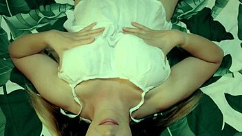 Mama Strokes Her Big Tits with Oil Massage for Hot Cum Finish