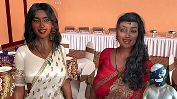 Asian and Arab grandmothers play a game of seduction in a mature house