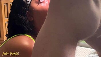 ebony throat goat gets huge facial cumshot from white man